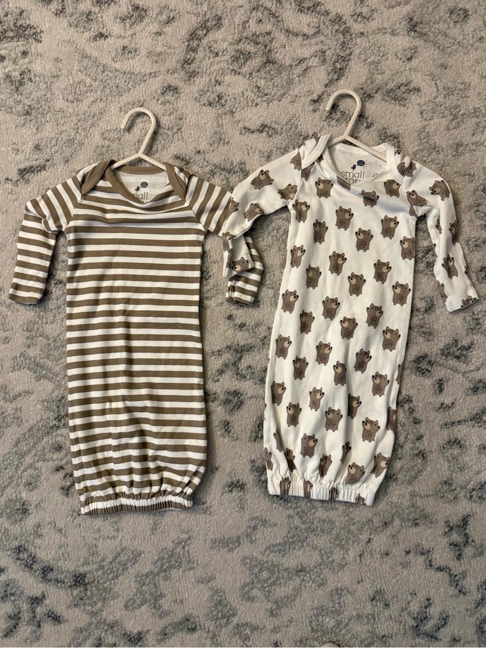 Small Story Neutral Brown Stripe & Bear Sleep Gown Set - 2 Pack 0-6 months
